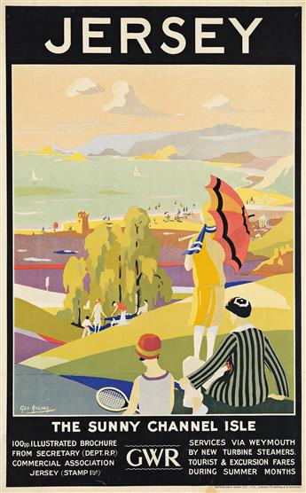 GEORGE AYLING (1887-1960). JERSEY / THE SUNNY CHANNEL ISLE. 39½x25 inches, 100¼x63½ cm. Waterlow & Sons Ltd., London.                            
